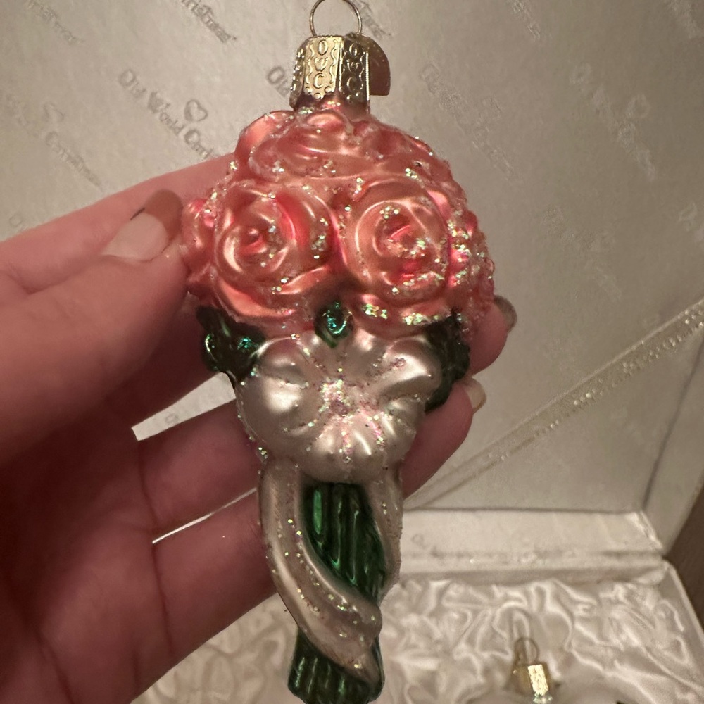Old World Christmas Wedding Collection Full Set Glass Tree Ornaments 4.25 inch - Picture 5 of 11